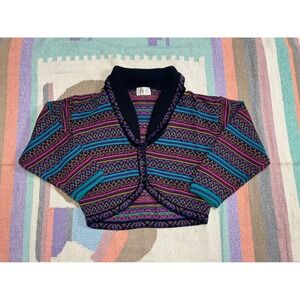 Retro Rainbow Knit Cropped Button Cardigan – 90s IVY‎